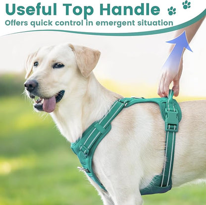 No Pull Dog Harness, Reflective Puppy Vest for Small Medium Large Sized Dog(MARRS Green,L)