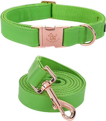 Elegant little tail Dog Collar and Leash, Girl or Boy Durable Pet Collar, Leather Dog Collar Adjustable Dog Collars for X-Small Dogs
