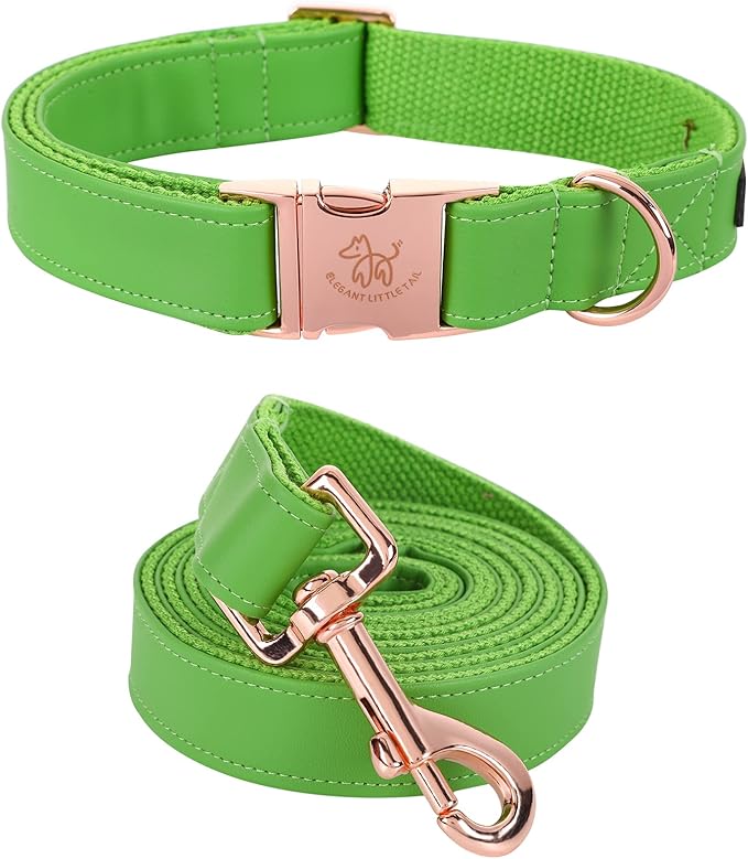 Elegant little tail Dog Collar and Leash, Girl or Boy Durable Pet Collar, Leather Dog Collar Adjustable Dog Collars for Small Dogs