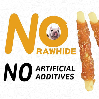 PAWUP Dog Treats Chicken Wrapped Biscuits Pumpkin Sticks, Rawhide Free Soft Chewy w/Taurine, Dog Training Treats,12.5 oz