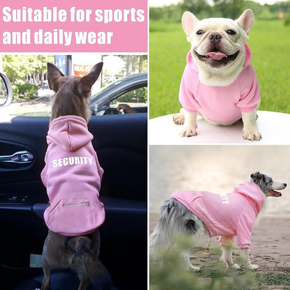 Dog Hoodie for Large Dogs Glow-in-The-Dark Security Dog Sweater Sweatshirt Hooded Soft Brushed Fleece WinterClothes with Dual Pocket Zip Puppy Hoodies Pink XXL