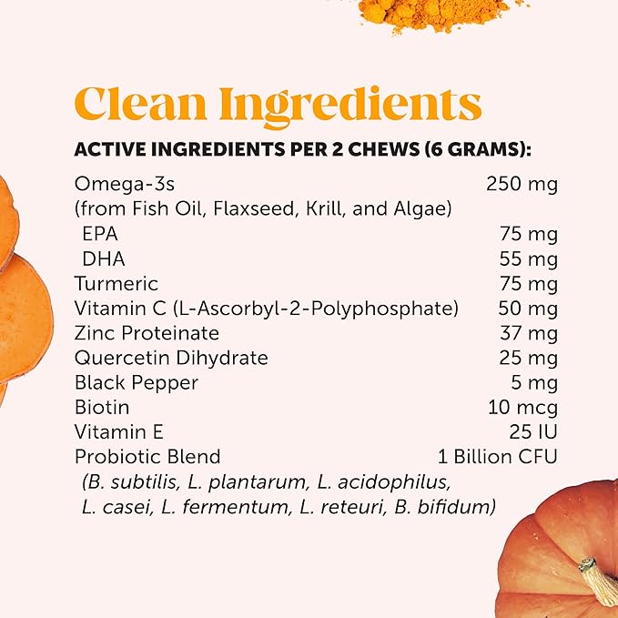 Allergy Skin Health – Allergy Itch Relief & Immune Support Chews with Fish Oil, Probiotics, & Vitamin E – Helps Reduce Normal Shedding, Soothe Sensitive Skin, & Digestive Health (Salmon Flavor, 90 Ct)