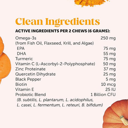 Allergy Skin Health – Allergy Itch Relief & Immune Support Chews with Fish Oil, Probiotics, & Vitamin E – Helps Reduce Normal Shedding, Soothe Sensitive Skin, & Digestive Health (Salmon Flavor, 90 Ct)