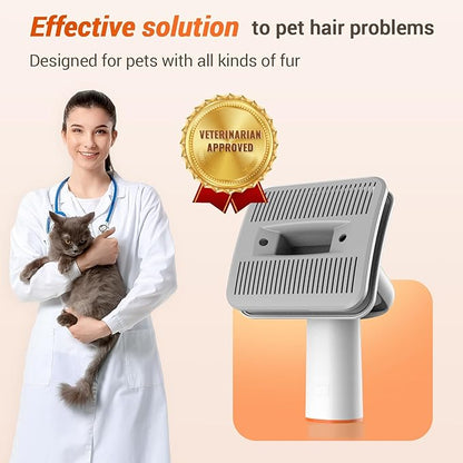 Afloia Dog Brush Vacuum Attachment - Pet Grooming Tool for Dogs & Cats (Vacuum Not Included), Compatible with 1-1.5" Round Port Vacuums (Dyson,Bissell,Eureka,Dirt Devil), with Extension Hose (White)