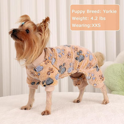 Dog Sweaters for Small Dogs Winter Pet Clothes Puppy Clothes Boy Girl Fleece Small Dog Pajamas Jumpsuits Doggie Outfits for Chihuahua Yorkie Cat Apparel