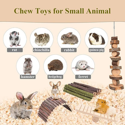 Grddaef Hamster Toys, Guinea Pig Chew Toys Small Animal Enrichment Toys Cage Accessories for Chinchilla Gerbils Rats Bunny Mouse