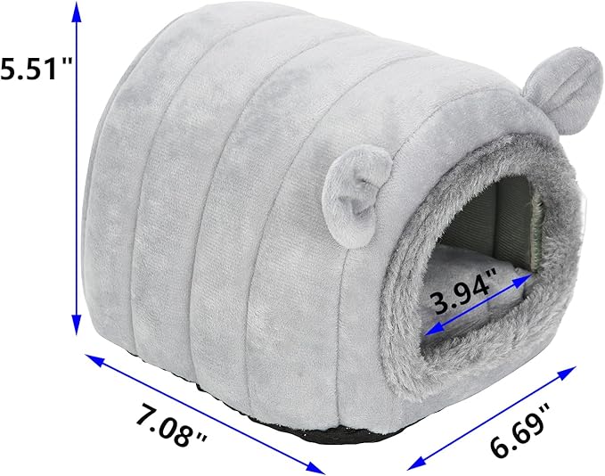 YUANST Hedgehog Bed Cave Nest Hideout, Hamster Guinea Pigs Small Animals Cage Supplies Warm House-Gray