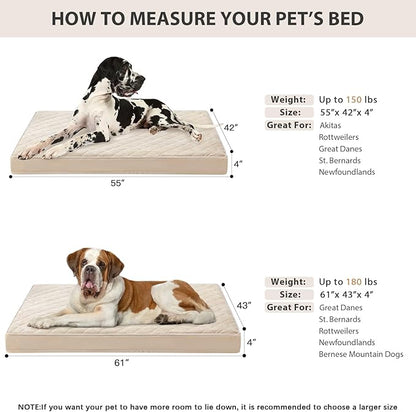 WNPETHOME Orthopedic Giant Dog Beds Large Sized Dog, Waterproof Extra Large Dogs Bed with Removable Washable Cover, Multi-Needle Quilting Dogs Crate Bed