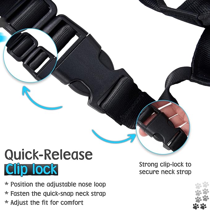 Gentle Leader for Dogs + 2X Dog Training Clicker – Gentle Leader with Quick-Snap Neck Strap & Nose Loop – Bonus Clickers with Wrist Strap for Obedience & Leash Training