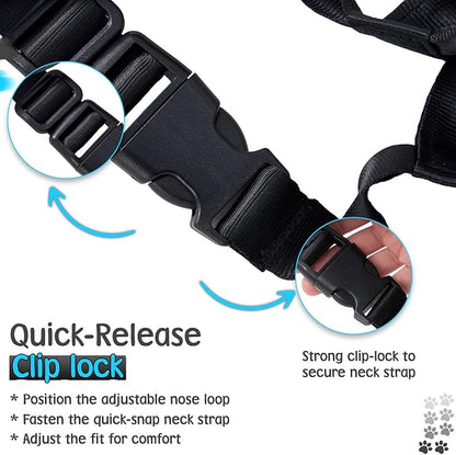 Gentle Leader for Dogs + 2X Dog Training Clicker – Gentle Leader with Quick-Snap Neck Strap & Nose Loop – Bonus Clickers with Wrist Strap for Obedience & Leash Training