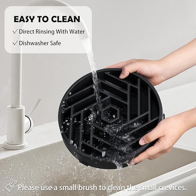 TOBYTO Slow Feeder Dog Bowls Large Medium Breed,Anti-Choking Slow Eating Dog Food Bowl,Non Slip Pet Slower Food Feeding Bowls Large Puzzle Slow Feeder Bloat Stop Maze Dog Dishes,Black