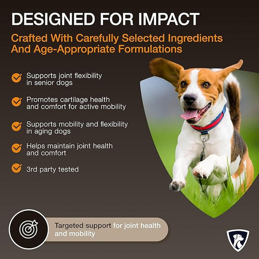 Select Senior Dog Joint Supplement 45 Servings | Natural Glucosamine Chondroitin for Dogs with Collagen | Hip and Joint Powder | 7.7 Oz