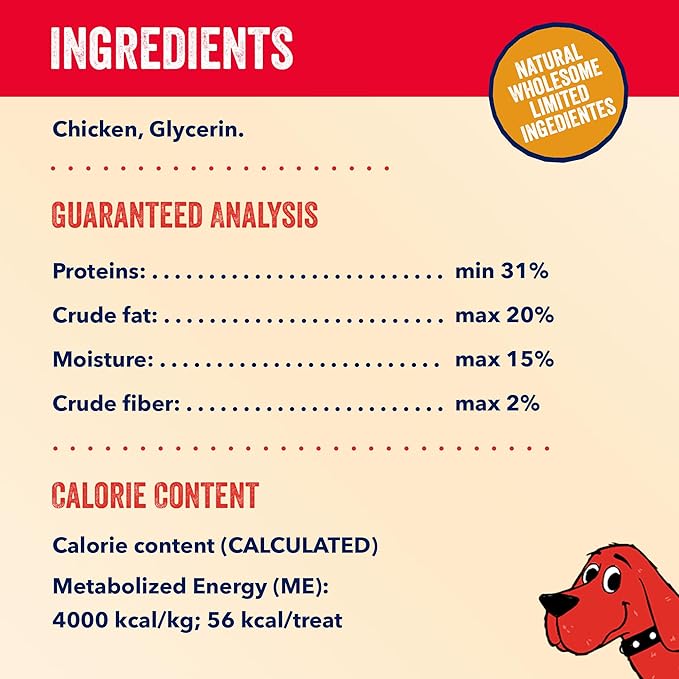 Clifford The Big Red Dog Soft Training Treats for Puppies and Dogs – Healthy, High Protein, Grain Free, Soft Puppy Treats for Small Dogs and Large – Real Chicken Jerky – 24oz