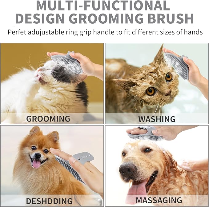 Professional 7 in 1 Dog Paw Cleaner for Dogs & Cats - Includes 1 Portable Paw Washer, 1 Bath Brush, 2 Dog Toothbrushes and 3 Absorbent Towels Note: Fits Paws 2.5 to 3.5 Inches Wide (Large, Grey)