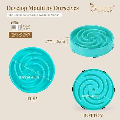JASGOOD Slow Feeder Dogs Bowl for Large Medium Dogs,Anti-Gulping Pet Slower Food Feeding Bowls Stop Bloat,Preventing Choking