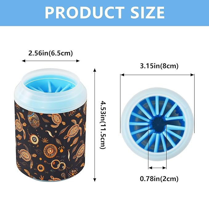 Dog Paw Cleaner Cups for Dogs Pets Foot Washer Paw Scrubber for Medium Small Cats Dogs Cleaning Cup Sea Turtles Dot Painting