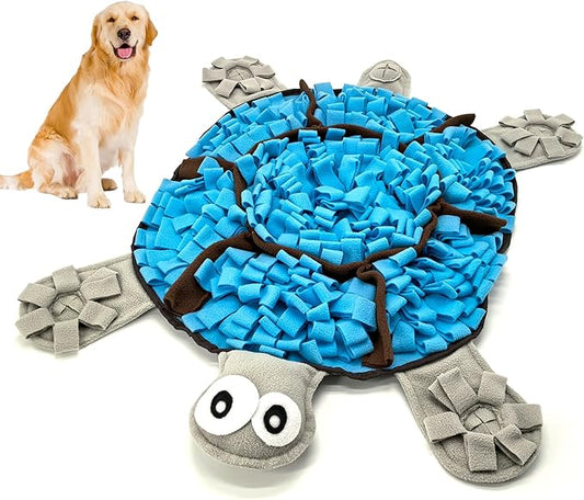 Snuffle Mat for Dogs, Tortoise-Themed Slow Feeder for Small/Middle/Large Breed, Durable Washable Portable Pet Feeding Mat, Nose Work Training Pad, Anxiety Relief & Mental Stimulation(M, Blue)