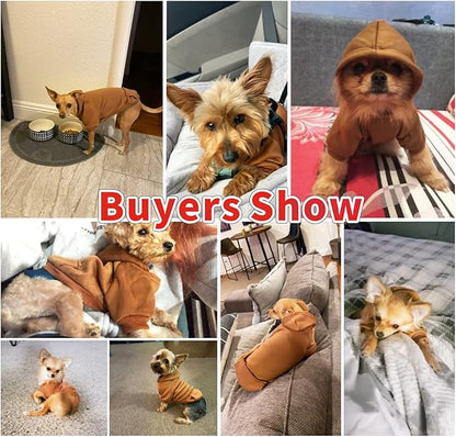 Idepet Pet Dog Hoodies Dog Clothes for Small Dogs Vest Chihuahua Clothes Warm Coat Jacket Autumn Puppy Outfits Cats Dogs Clothing(S, Coffee)