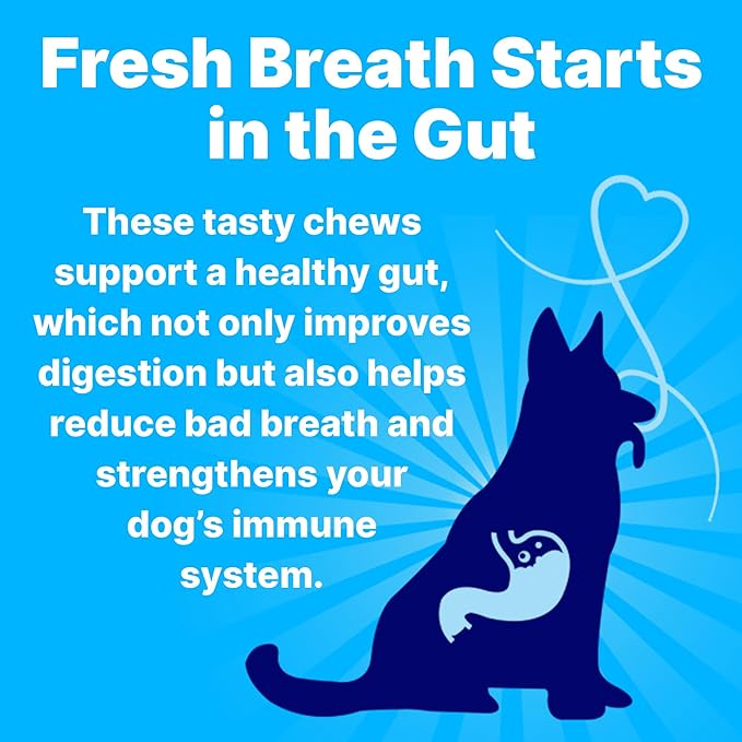 Fresh Breathies, All-Natural Dental Chews for Dogs, Dog Breath Treatment That Supports Gut Health and Immune System, Dog Teeth Cleaning Chews, Dental Treats for Dogs Made in The USA, 30 Count