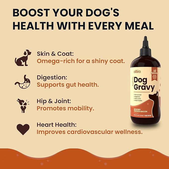 Everyday Dog Gravy Bacon – Premium Wet Dog Food Gravy Toppers for Dry Food – Tasty & Nutritious Dogs Gravy with Essential Vitamins and Supplements – Hip and Joint Supplement