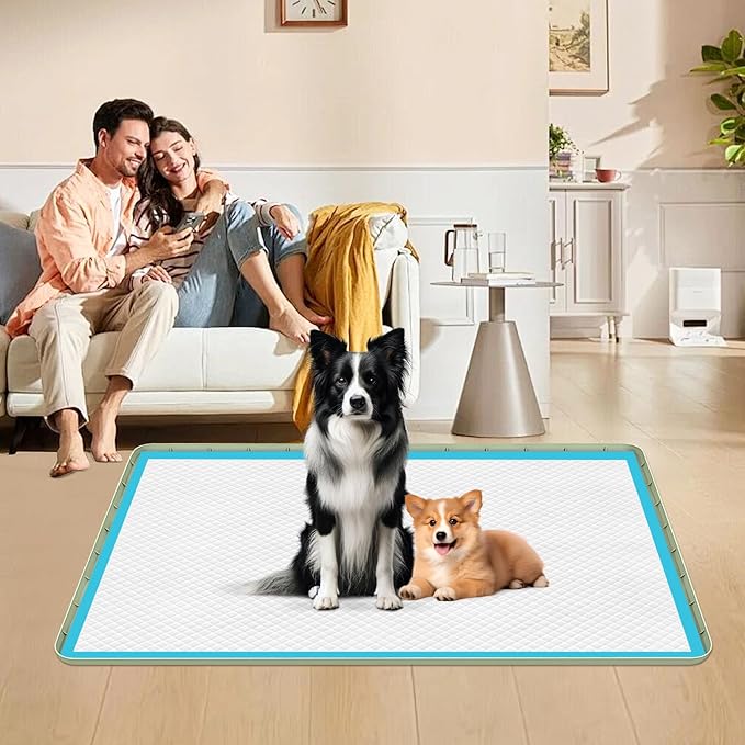 Pee Pad Holder for Dogs, 50" x 35" Silicone Pee Tray Mat Leak-Proof, High Edge, No Spill Pet Pad Holder for Puppy, Cat, Rabbit, Training Pads for Floor Protection, No Pee Pads (Green)