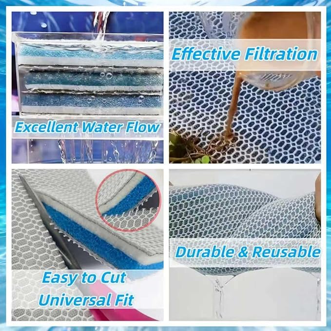 HOLADAWN 8-Layer Aquarium Filter Media Sponge Pad, Trim-to-Fit Foam Filter Floss for Fish Tank Filter (15.7"x11.8"x0.78")