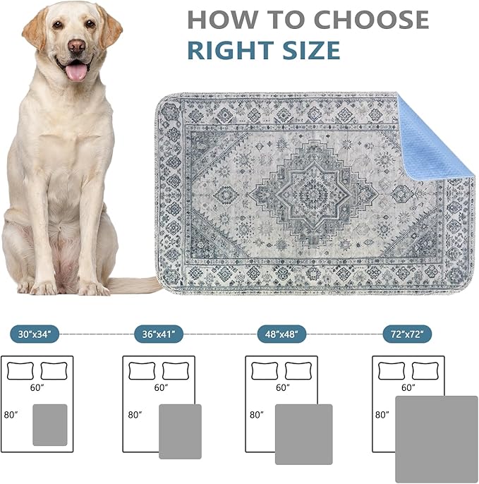 Qeils Washable Pee Pads, Reusable Puppy Pads Super Absorbent Leakproof Dog Training Pads, Non-Slip Wee Wee Pads for Crate, Floor, Potty Pads Feeding Mat Dog Pee 2 Pack 18"x30"