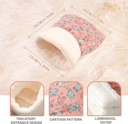 Cat Sleeping Bag, Self Warm Pet Bed Cave Bag for Indoor Cats, Cat Cave Bed 360° Wrap, 21.6 x 17.7X 12.9 Inches (Pink)