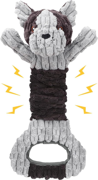 Plush Dog Squeak Toys with Crinkle Paper - Pull Interactive Tug of War Dog Toy, Great for Dental Health, Strengthening Bonds and Anxiety Relief for Puppies, Small, Medium, Large Dogs