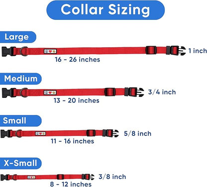 Pawtitas Pet Soft Adjustable Solid Color Puppy Collar Dog Multicolor Personalized Customizable Embroidered Customize w Name & Phone Number Grey Blue Green Large Customized Large (Pack of 1)