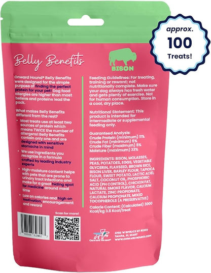 Onward Hound Training Treats for Dogs - Soft Bison - Low Calorie Dog Training Treats for Sensitive Stomachs with Single Source Premium Protein, Corn Free, & Soy Free Formula - 4 oz