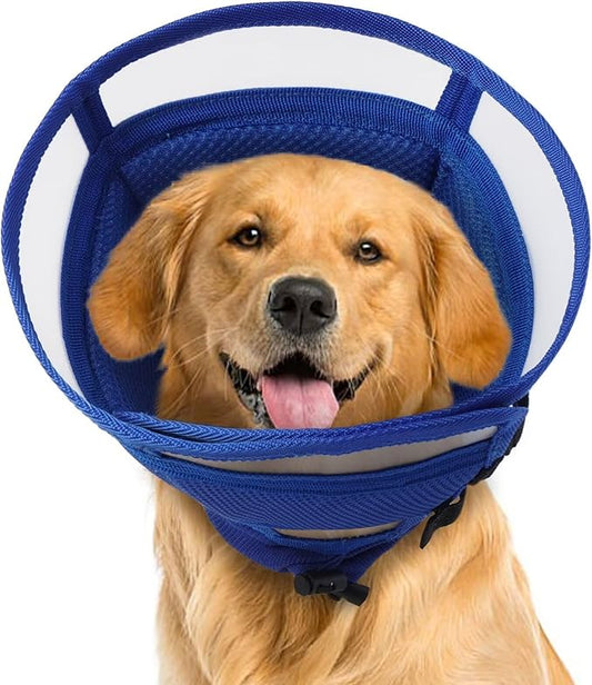 Soft Dog Cone for Dogs After Surgery,Foldable Dog's Cone Collar,Adjustable E Collar Alternative to Stop Licking,Pet Cones for Dog,Doggy Surgery Collar,Dogs Recovery Collars & Cones,Blue,XL