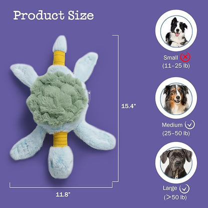 Fuzzwoof Squeaky Dog Toy, New 2025 Turtle Tug of War Crinkle Dog Toy, Tough Large Breed Interactive Stuffed Toy Trianing Fun to Keep Them Busy