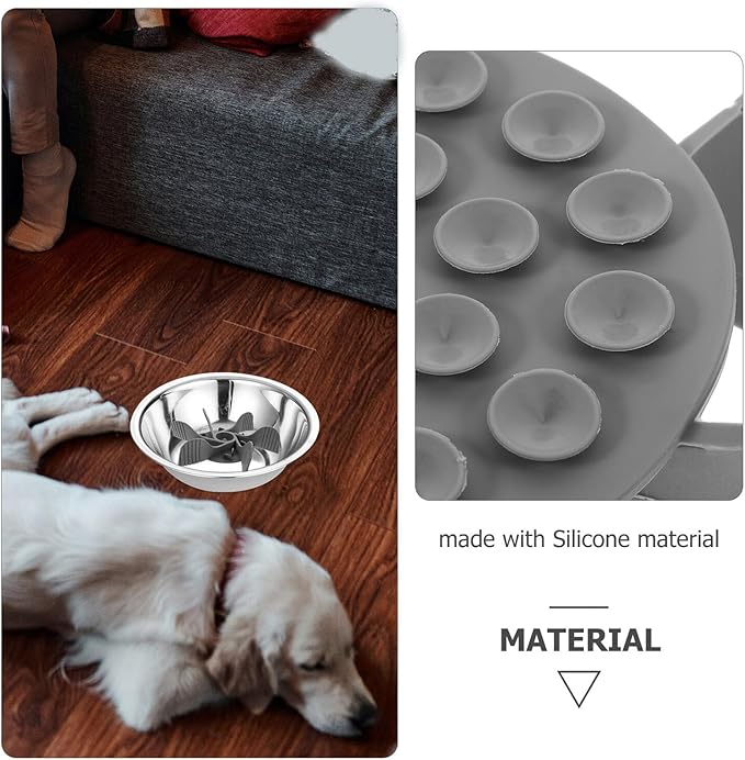 Silicone Slow Feeder Insert for Dog Bowls Soft Slow Feeding Bowl Insert to Reduce Eating Speed Anti-Choking Pet Feeder for Dogs and Cats Easy to Use Gray