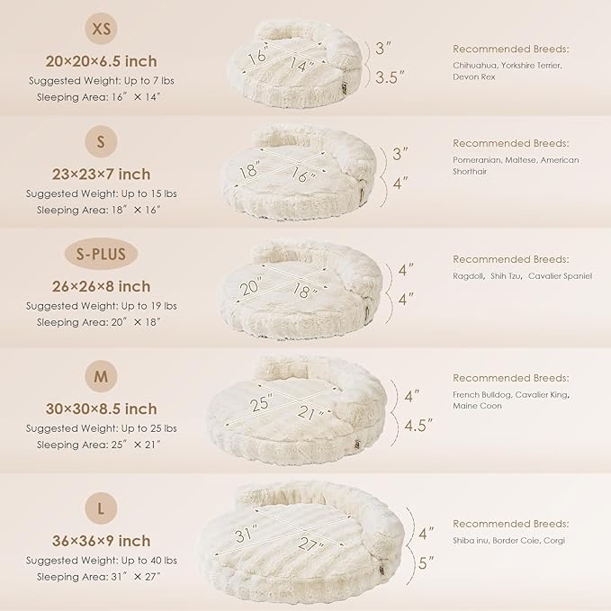 EHEYCIGA Extra Small Dog Bed and Cat Couch for Puppy and Kitten - Fluffy Faux Rabbit Fur Pet Sofa with Washable Removable Cover, Waterproof and Non-Slip, 20 Inch Cream