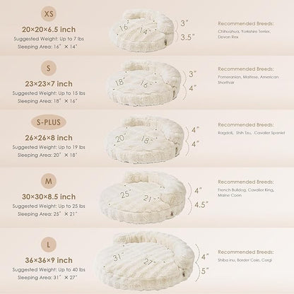 EHEYCIGA Extra Small Dog Bed and Cat Couch for Puppy and Kitten - Fluffy Faux Rabbit Fur Pet Sofa with Washable Removable Cover, Waterproof and Non-Slip, 20 Inch Cream