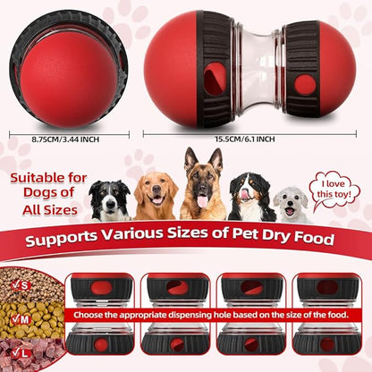 Interactive Dog Puzzle Toys, Brain Stimulation Rolling Treat Dispenser Ball & Slow Feeder Combo for Dogs to Keep Them Engaged and Busy