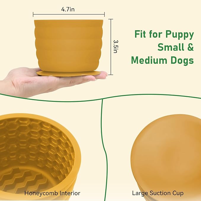 Silicone Slow Feeder Dog Bowl Frozen Dog Treat Holder for Puppy Small & Medium Dogs 20oz Capacity