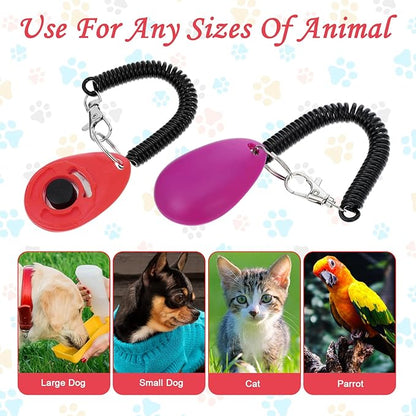 18 Pieces Dog Training Clicker, Pet Behavioral Training Clickers with Wrist Strap for Dogs Cats Puppy Birds Horses(Multicolor)