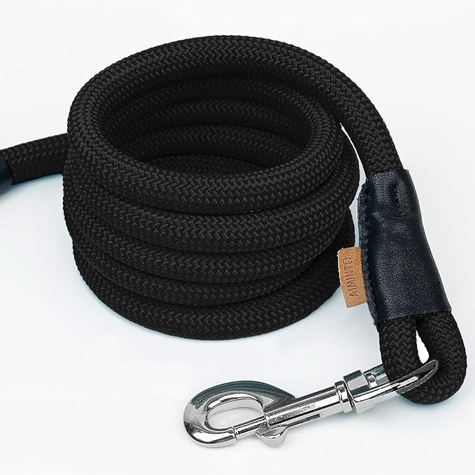 Dog Leash, Braided Rope Traction – Walking Training Lead for Small Dogs ((1/3") x 6FT, Black)