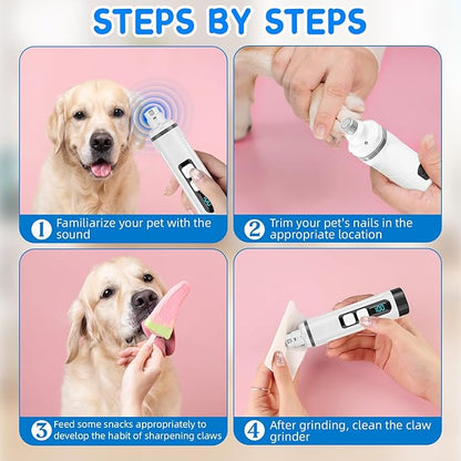 2025 Upgraded Silent Groom Pro Nail Grinder,2-Speed Dog Nail Trimmer with 2 Replacement Grinding Heads,Pet Paws Grooming Smoothing Tool for Cats and Dogs