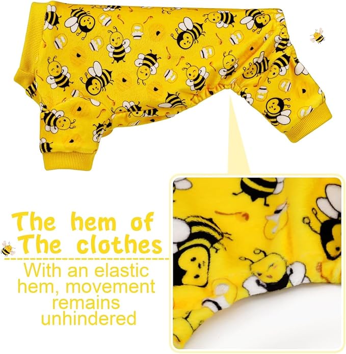 Paiaite Dog Pajamas Onesie: Comfortable Four-Legged Apparel for Small, Medium, & Large Dogs, Polyester Material for Comfort, Wrinkle Resistance, Moisture Wicking, Stretchiness Cute Bee S