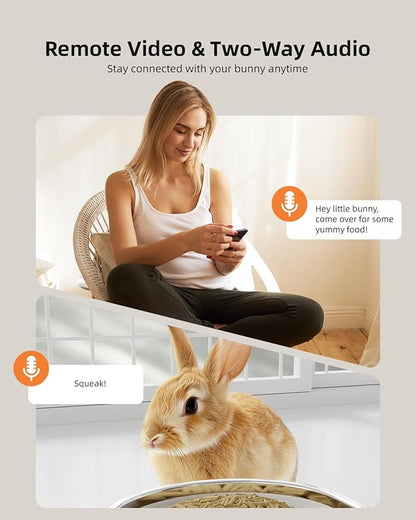 Sandpoy Hanging Automatic Rabbit Feeder with 1080P Camera, 62oz Storage, Multiple Pet Cage Compatibility, Customized Feeding Schedule- Perfect for Ferrets, Cats, Guinea Pigs, Chinchilla and Hedgehog