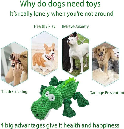AIMETING Dog Toys, Durable Dog Chew Toys, Dog Squeak Toy with Fun Crinkle Paper, Plush Toys Suitable for Small, Medium, Large Dogs (Crocodile)