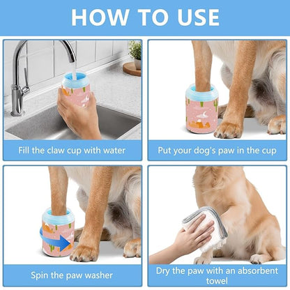 Dog Paw Cleaner Mudbuster Dog Foot Washer for Small Medium Large Dogs Cats Premium Pet Supplies Pink Cute Cacti Mountains Stars