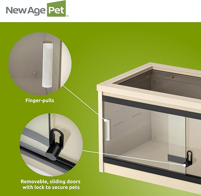 New Age Pet ECOFLEX 24" Wide Small Reptile Habitat Enclosure, Glass Front Terrarium for Snakes, Lizards & Tortoises in Maple or Grey, Easy to Clean, Front Access Design and Mesh Top