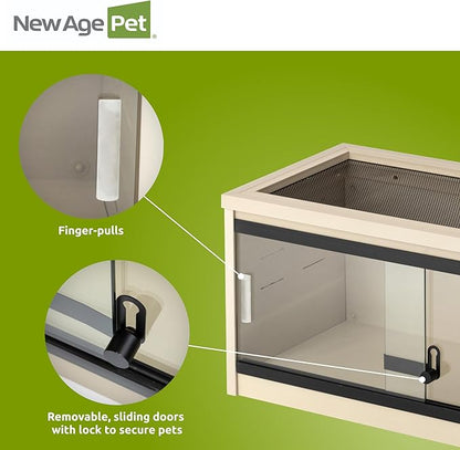 New Age Pet ECOFLEX 24" Wide Small Reptile Habitat Enclosure, Glass Front Terrarium for Snakes, Lizards & Tortoises in Maple or Grey, Easy to Clean, Front Access Design and Mesh Top