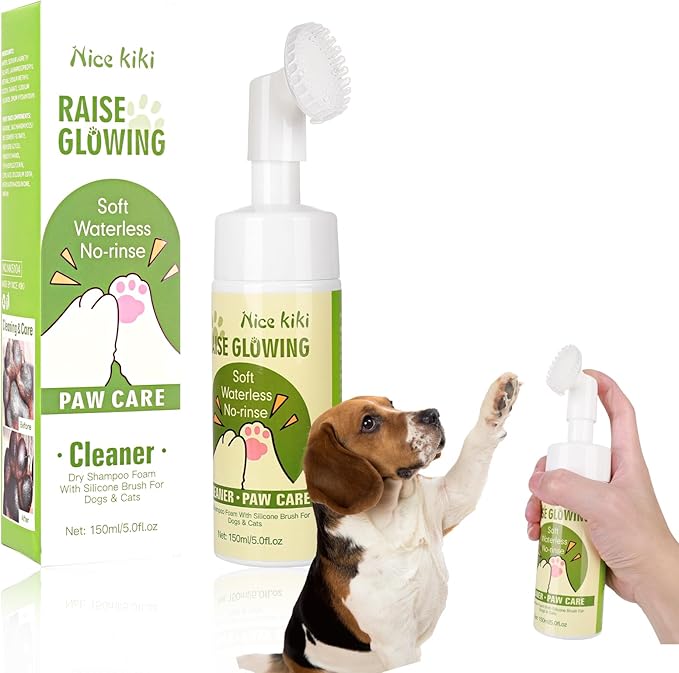 Pet Paw Cleaner for Dogs（5.0 fl oz）- No-Rinse Foam Pet Paw Washer with Silicone Brush Head for Puppy, Small, Medium,Large Dogs and XL Breed,Clean Muddy Paws,PH Balanced Foaming Dog Foot Washer