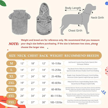 Dog Sweaters for Large Dogs,Dog Hoodie,Warm Fuzzy Fleece Sweatshirt with Hood & Pocket,Leash Hole,Cozy Cold Weather Pet Clothes Sweater Hoodie for Large Dogs(Grey,2XL)