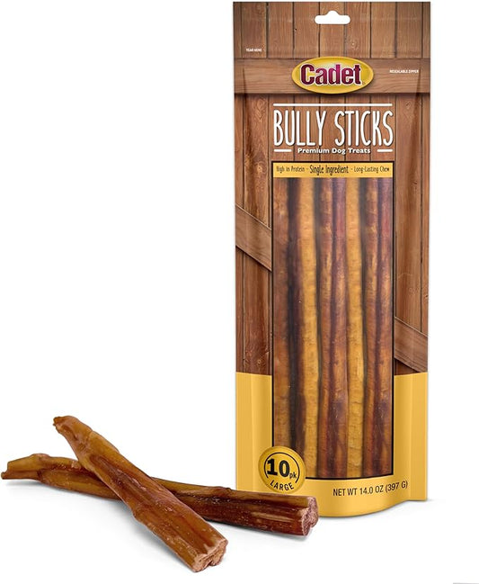 Cadet Bully Sticks for Dogs - Long-Lasting Dog Chews - All-Natural Premium Dog Treats Promotes Dental Health